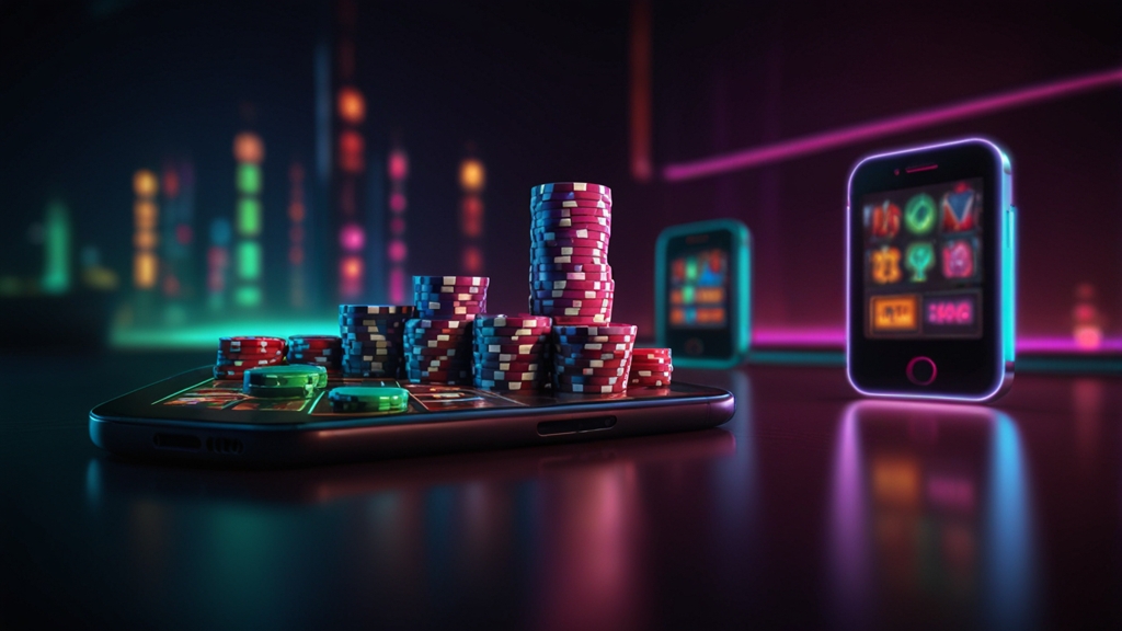 Android and iPhone devices shown with compatibility check marks in a casino setting